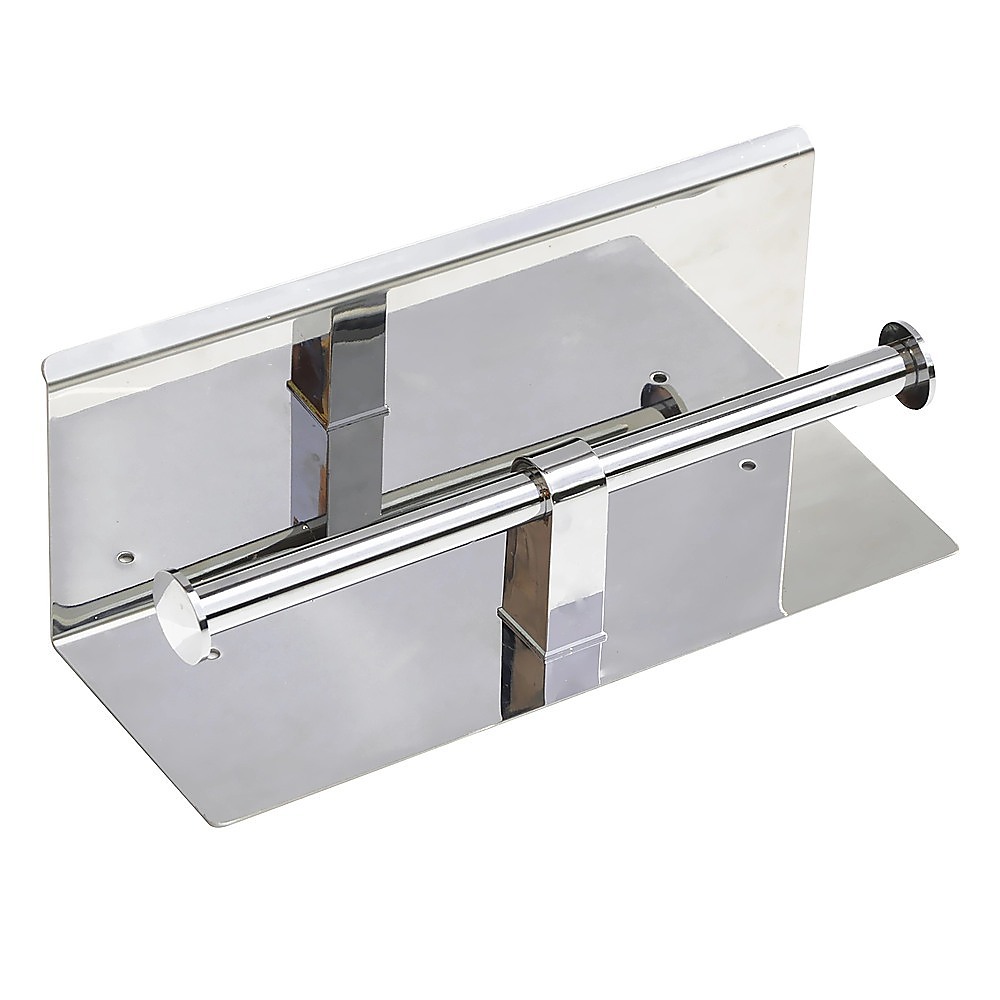 Stainless Steel Double Toilet Paper Holder Towel Roll Tissue Rack Storage Shelf โ image 6