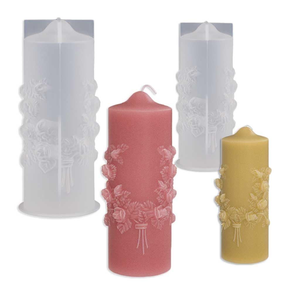 Flower Pillar Candle Molds 2pcs Rose of The Valley Cylinder Silicone Molds for Candle Making Soaps Resin Clay Decoration Crafts — image 5