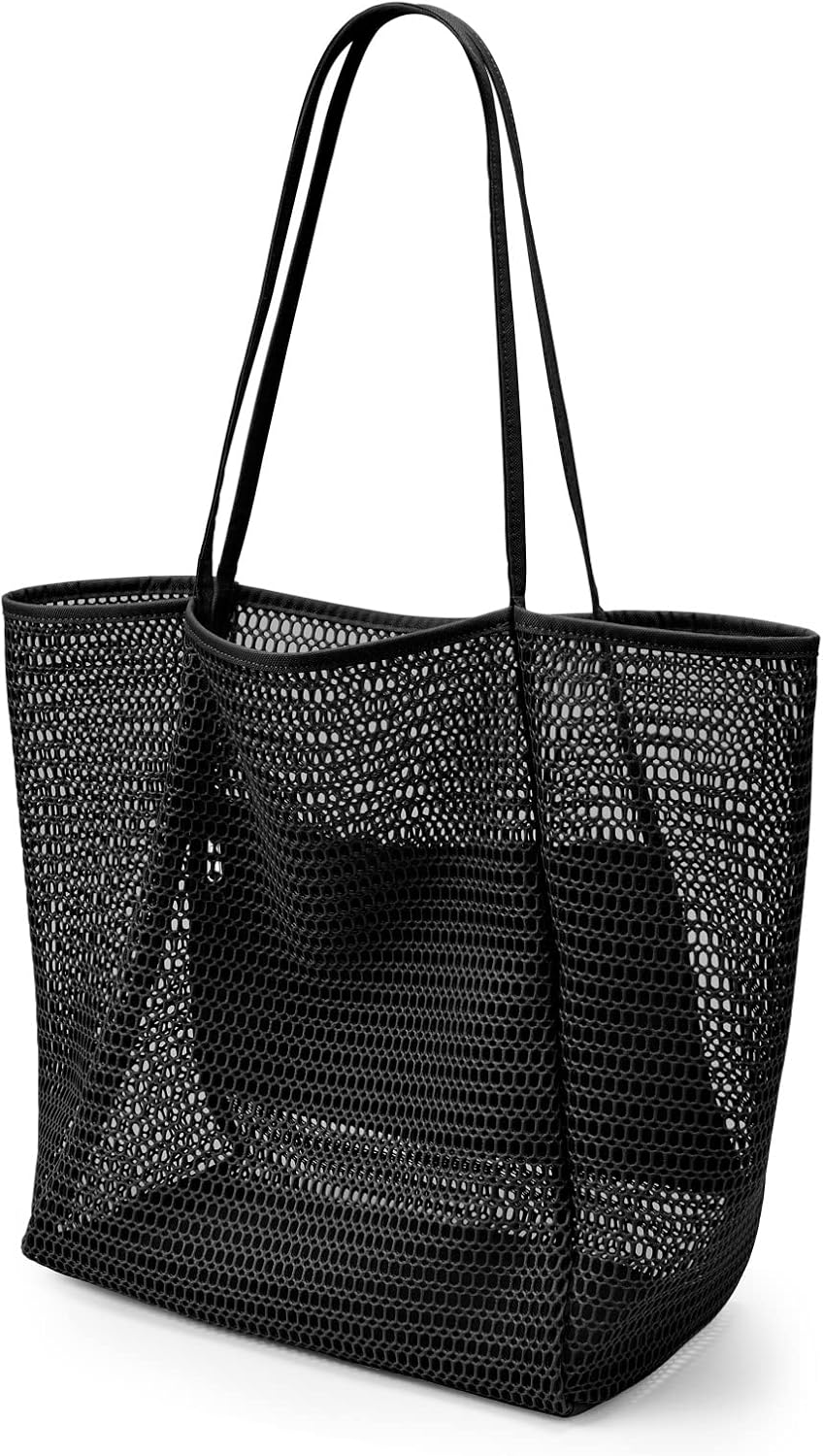 Oversized Beach Tote Bag, Semi Mesh Tote Bag Foldable MAX 35L Laundry Tote Bag For Beach Picnic Laundry Vacation