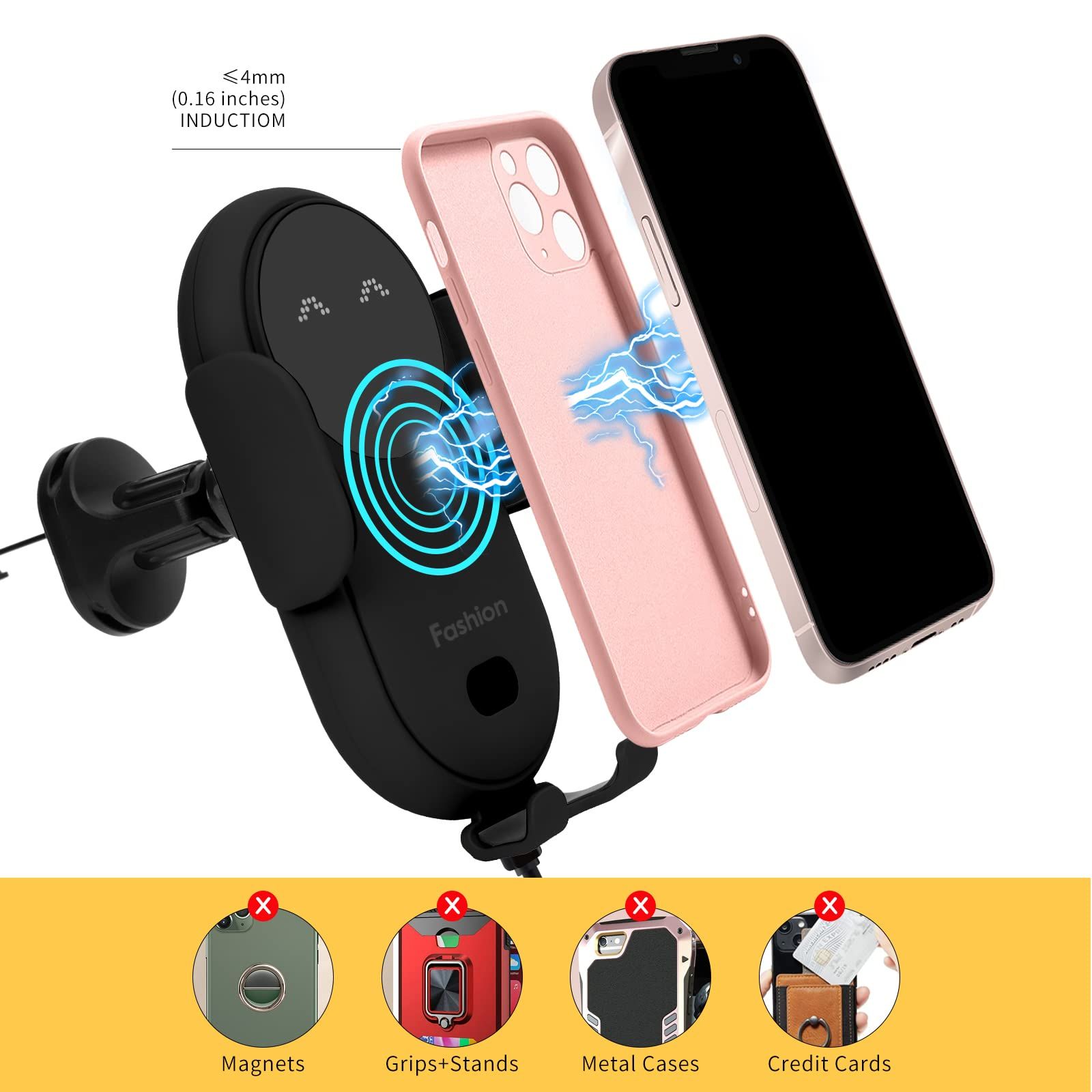 Wireless Car Charger Mount Fast Charger, Wireless Car Charger Air Vent, Automatic Clamping Phone Holder — image 4