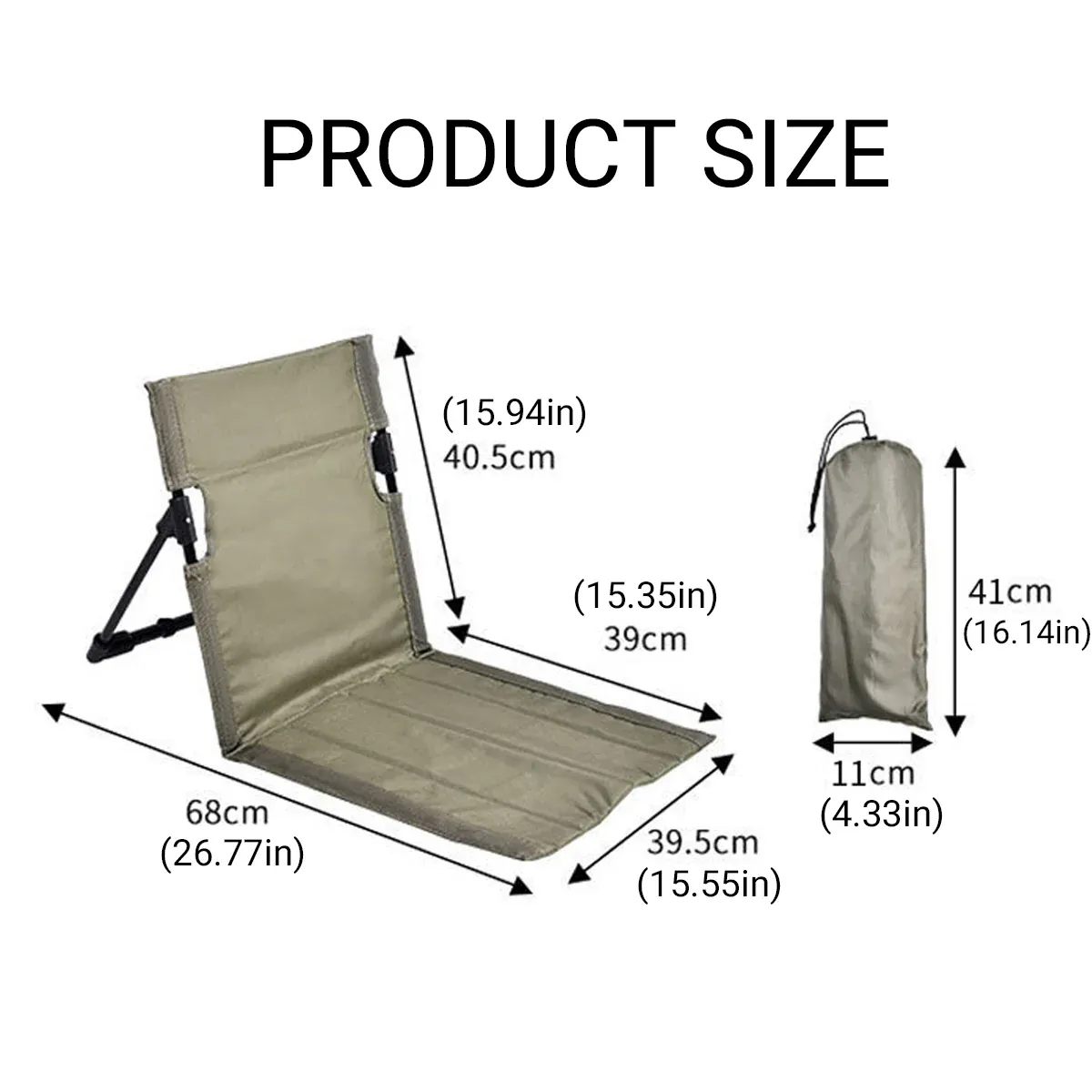 Outdoor Folding Beach Garden Lounge Chair Portable Lawn Chair with Floor Mat — image 3