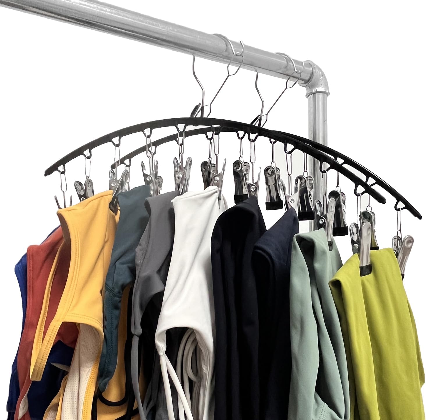 Legging Organizer for Closet, 2 Pack Metal Yoga Pants Hangers 10 Clips Holds 20 Leggings, Space Saving Hanging Closet Organizer Rubber Coated for Organizers