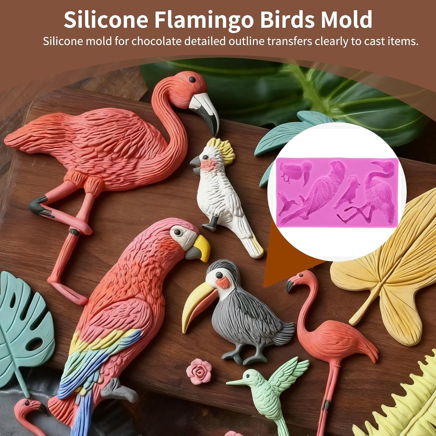 Fondant Molds, Silicone Flamingo Birds Mold 3D Bird Mould for Cupcake Cake Chocolate Decoration โ image 2
