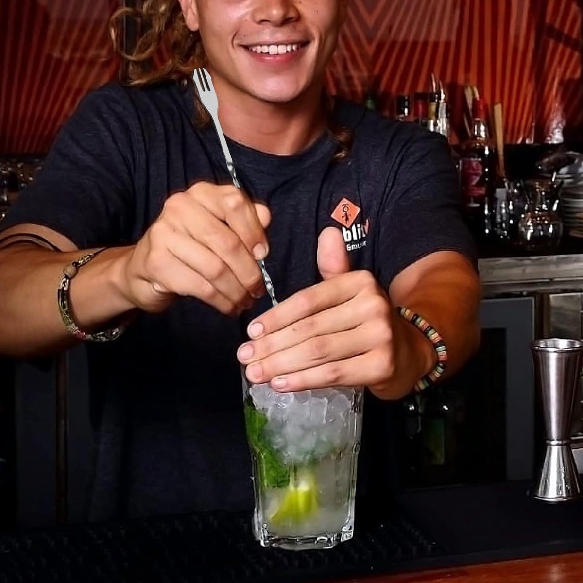 Cocktail Muddler & Stirrer - 25 cm 2-in-1 Bar Tool - Stainless Steel with Long Handle - For Mojitos and Fruit Drinks — image 5