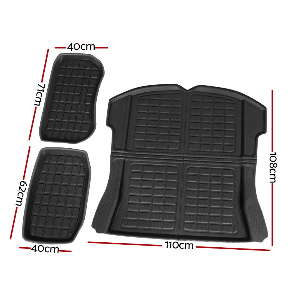 3PCS Car Rear Front Cargo Trunk Toolbox Luggage Rubber Mats for Tesla Model 3 2021-2022 โ image 2