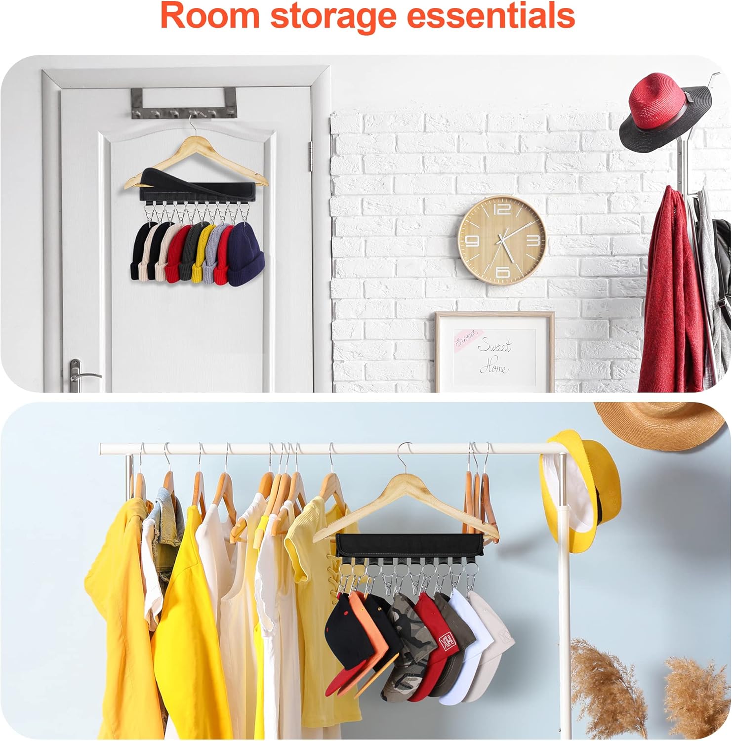 Hat Rack for Baseball Caps Hat Organizer Holder for Hanger & Room Closet Display, 2Pack 10 Hat Storage Clips for Hang Ball Caps Beanie, for Men Gift, Not — image 4