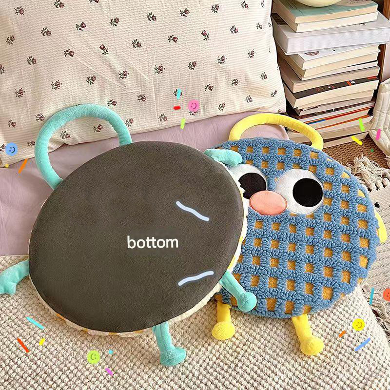 Yellow Plaid Cute Cartoon Round Memory Foam Seat Cushion - Detachable & Washable — image 5