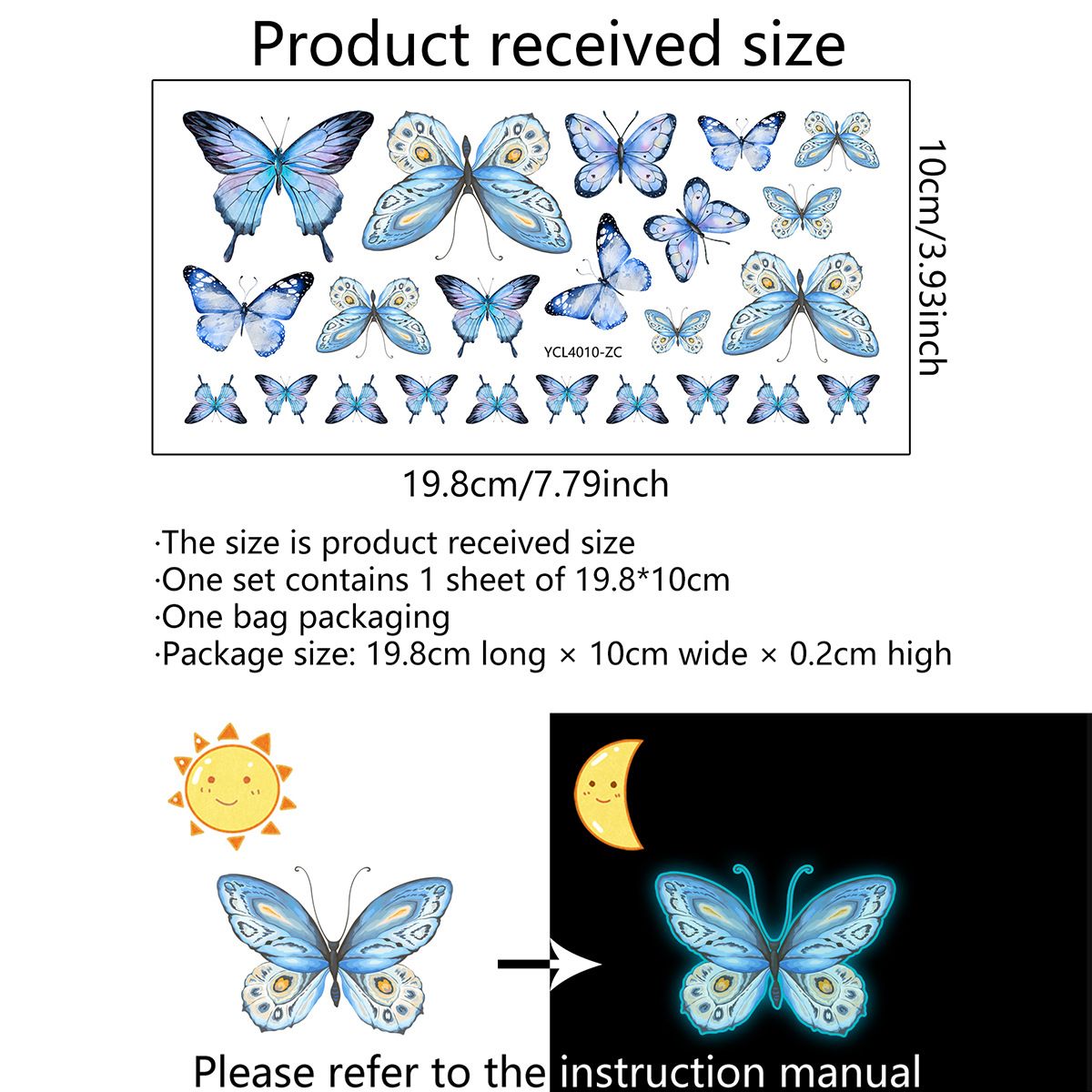 Luminous Butterfly Wall Decals Colorful Wall Art Butterfly Decor DIY Glow in The Dark Wall Decals for Kids Girls Bedroom — image 5