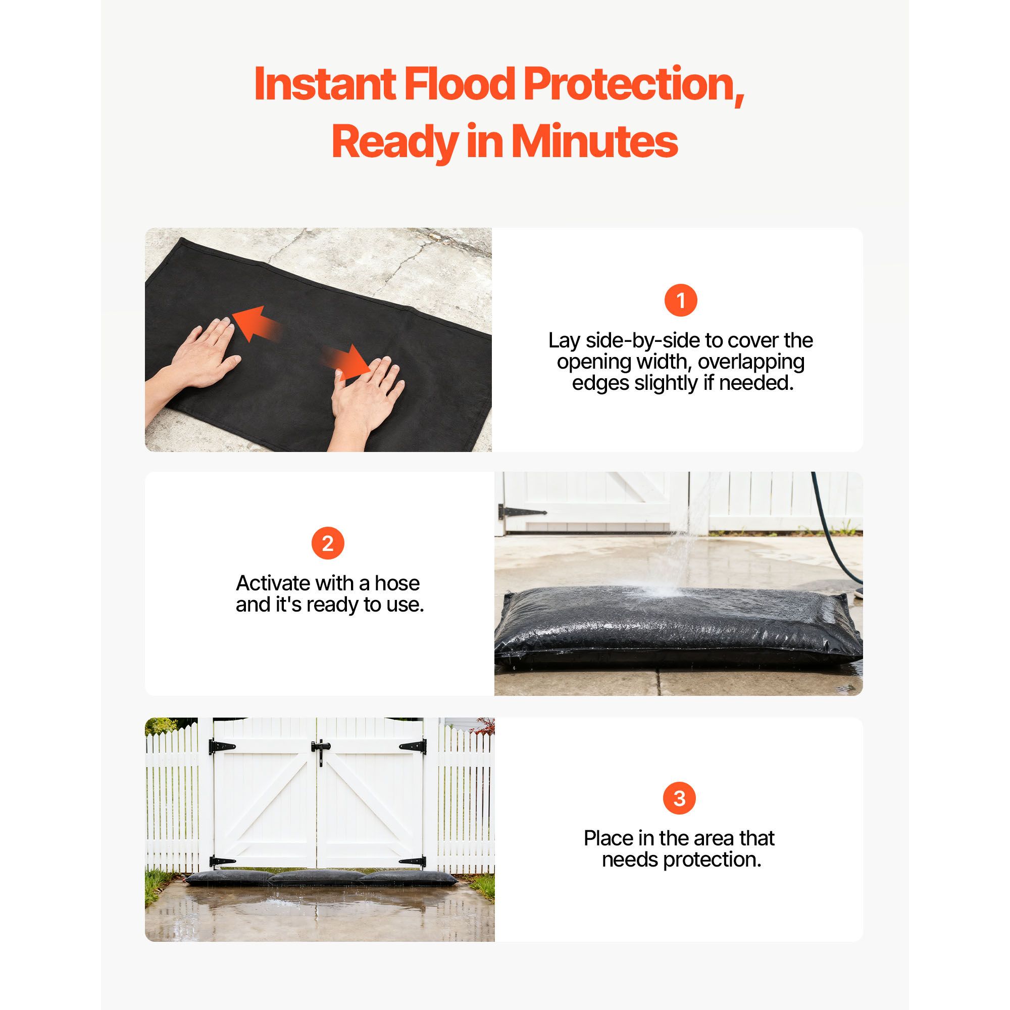 Flood Barrier, 10 Pack, 430 × 830 mm Flood Bags with Bucket, Reusable Water Absorbent Barrier Activated by Water, Sandless Sandbags Blockage, Flooding — image 4