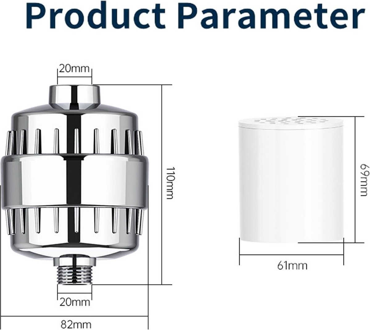 Universal Shower Filter With Extra Filter - 15 Stage Shower Filter - Anti-Limescale Water Filter - Tap Filter - Water Filter For Shower Head - Remove — image 2
