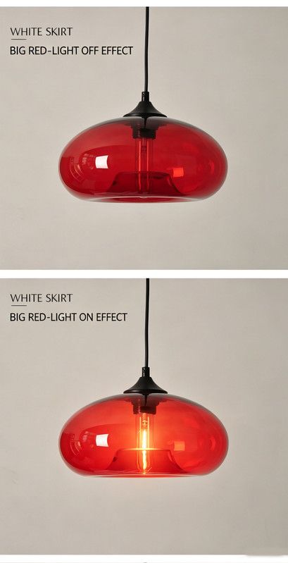 Vintage Industrial Red Glass E27 Pendant Lamp Retro Loft Chandelier for Kitchen Dining Bedroom — image 4