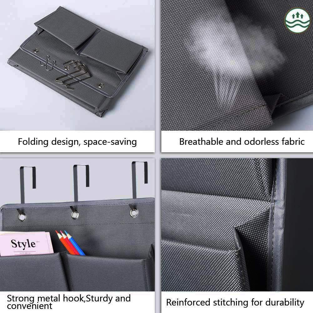 Over Door Organizer 5 Pocket Hanging Storage Bag Grey Wall Mounted Space Saving Organiser — image 5