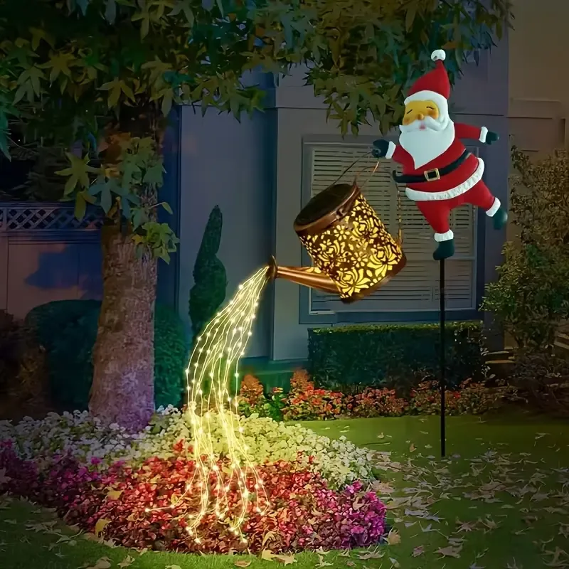 Solar Santa Claus Watering Can Light, IP64 Waterproof Iron Art, Brighten Up Your Outdoor Garden Holiday Ambiance (Colorful Light) โ image 4