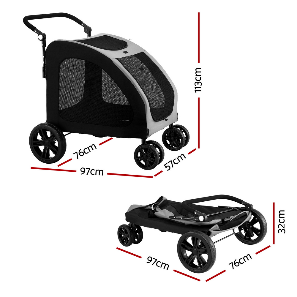 i.Pet Pet Stroller Dog Pram Large Carrier Cat Travel Foldable Strollers 4 Wheels Trolley โ image 3
