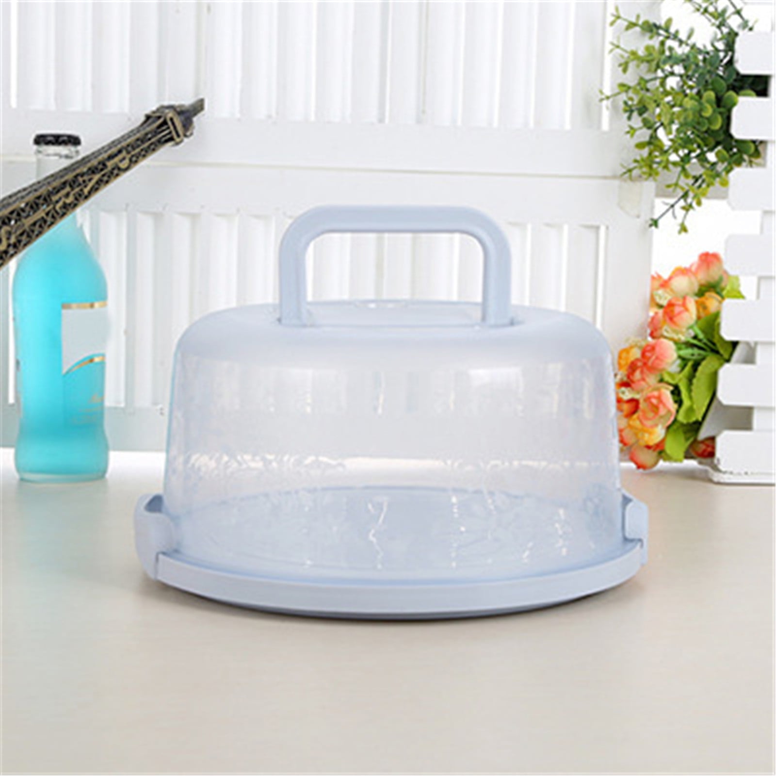 Cake Box Round Cake Stand with Lid and Foldable Handle 10 Inch Portable Cake Container Cake Ornaments, Suitable for Storage Birthday Cakes Cupcakes Nuts Fruits โ image 3