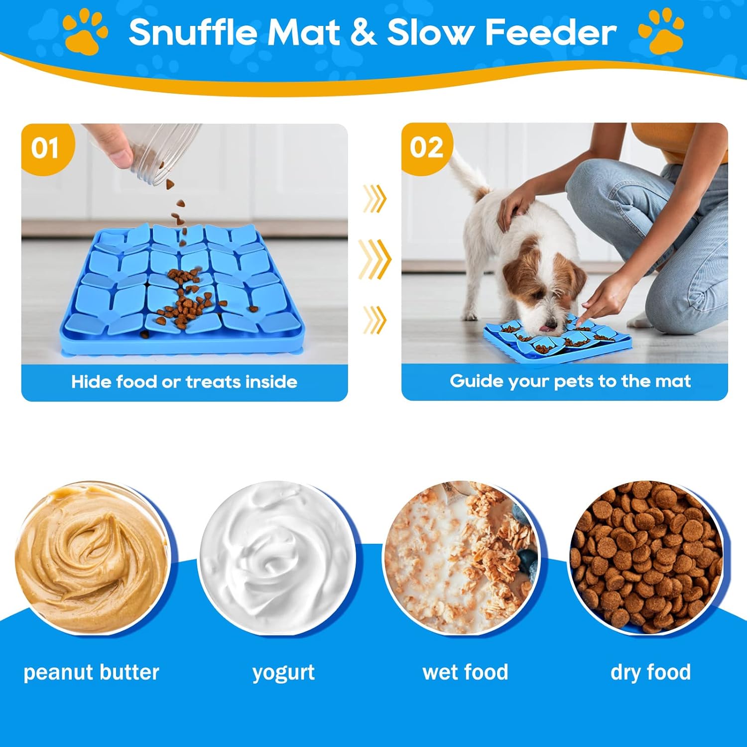 Slow Feeder Dog Cat Bowl Blue 1 Piece Pet Food Bowl — image 2