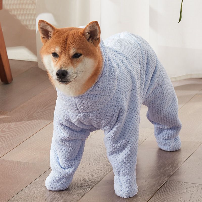 Pet Wearable Bathrobe Towel (Size S) - Quick-drying, absorbent full-body cover with hood and zipper, suitable for dog and cat grooming — image 3