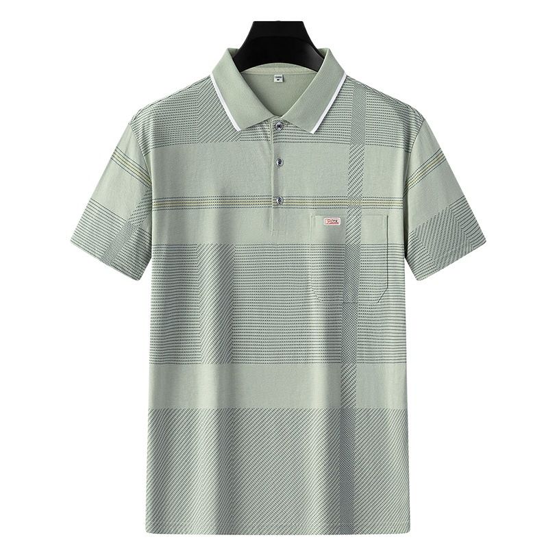 Men Summer Cotton Polo Shirt Loose Breathable B010 sapphire blue XL — image 2