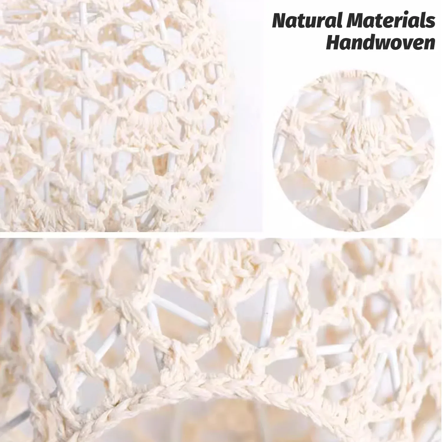 Paper Rope Pendant Light New Chinese Style Rattan-Like Lampshade Lamp 15x15cm — image 4
