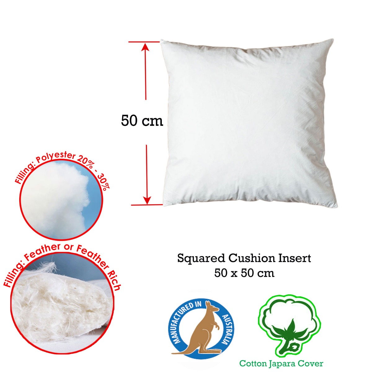 Duck Feather Rich Fill Cushion Inserter Square 50 × 50cm — image 2