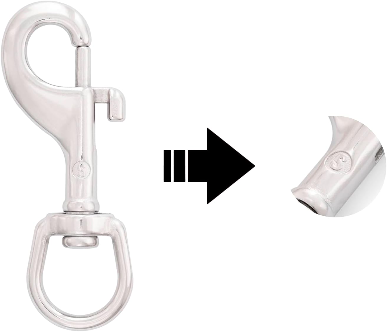 SHONAN 3.5 Inch Swivel Eye Snap Hook, 2 Pack Marine Grade Scuba Bolt Snap, Single Ended Stainless Steel Flag Clips Swivel Snaps for Scuba Diving, Flag Pole โ image 2