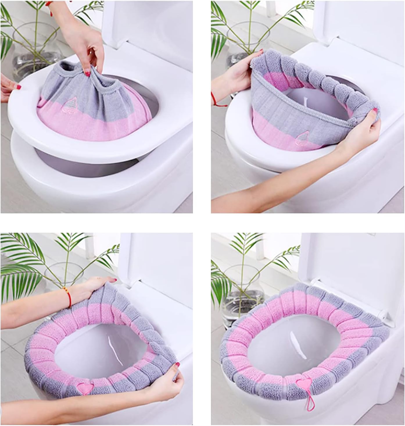 Toilet Seat Covers Set of 3 Universal with Handles Soft Comfortable for Bathroom Use — image 4
