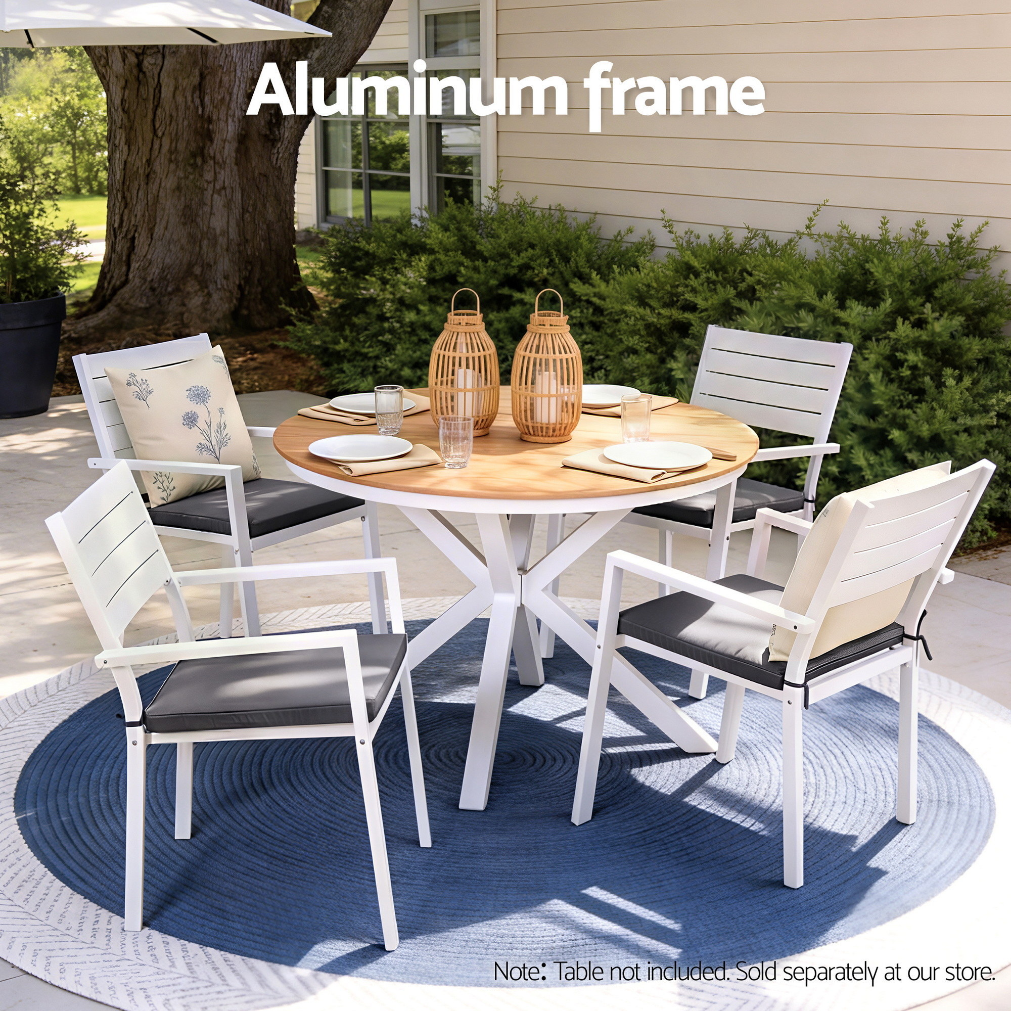 Gardeon 4PC Outdoor Dining Chairs Stackable Aluminum Lounge Chair Patio Furniture — image 4