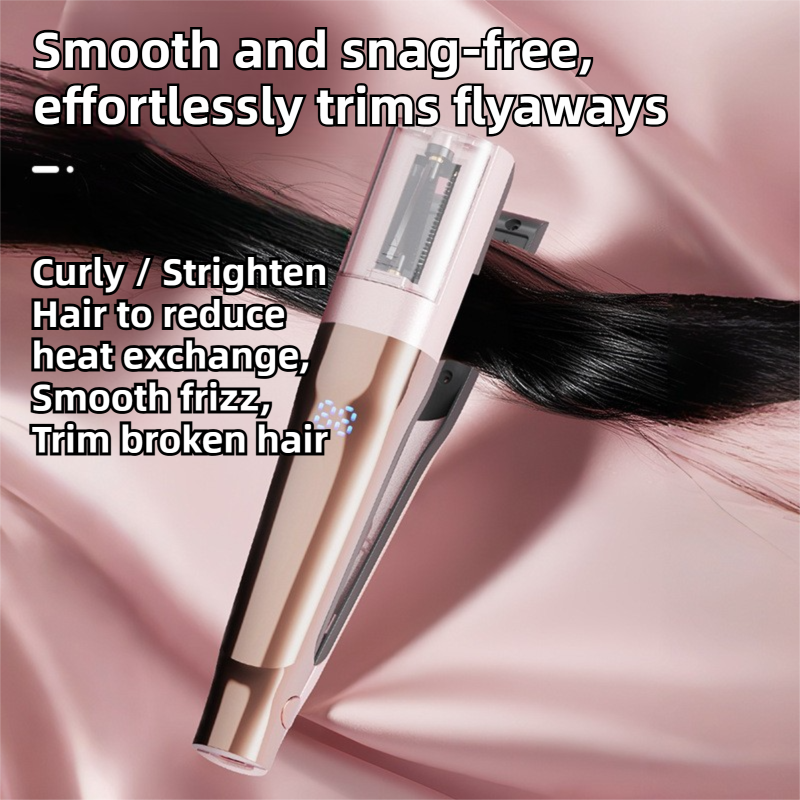 2 in 1 Black Mini Split End Hair Trimmer and Straightening Comb - Cordless USB Rechargeable Hair Cut Remover Tool with Removable Blade for Easy Hair โ image 2