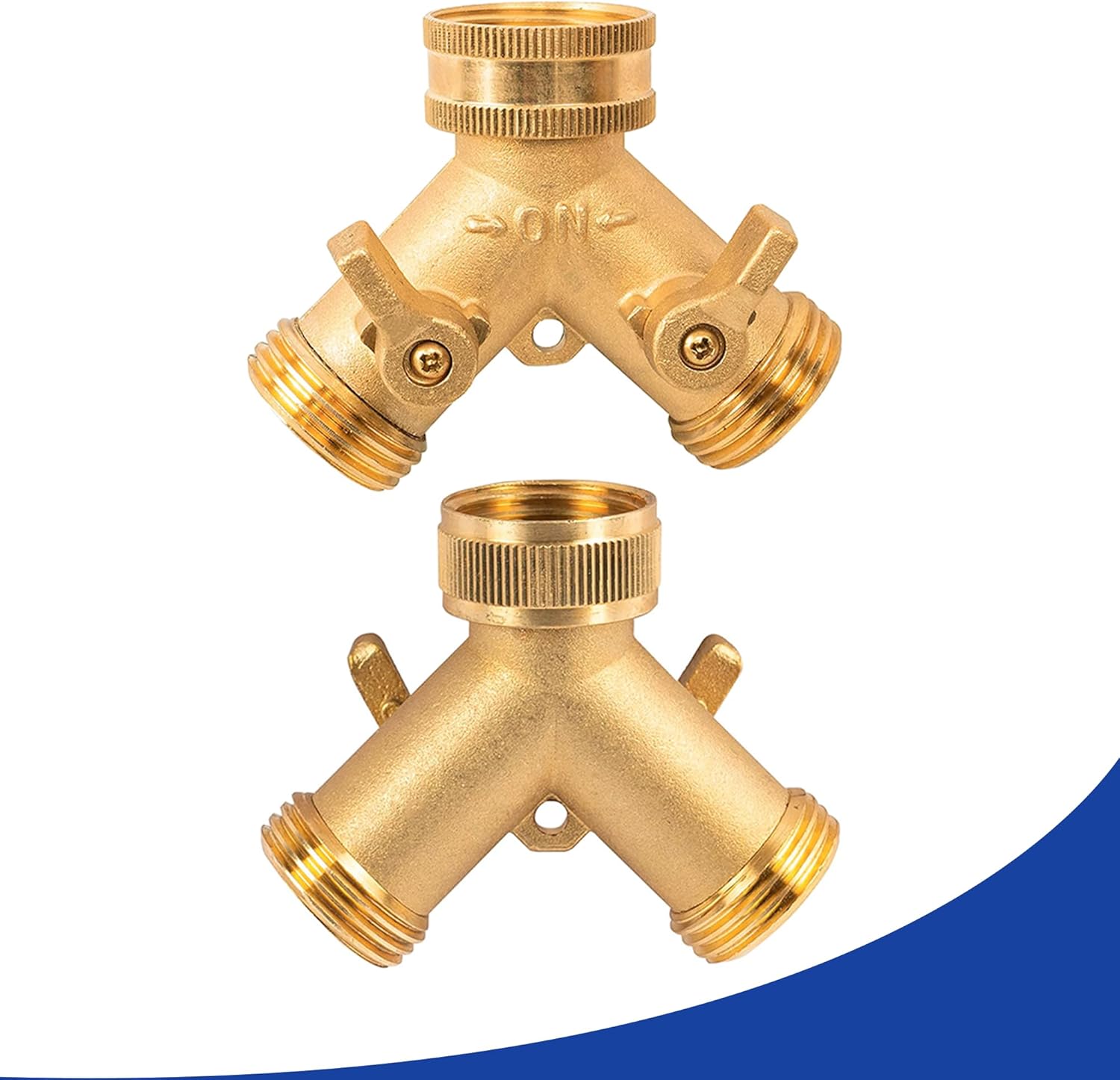2 Way Hose Splitter, 3/4" Brass Hose Y Splitter with 2 PCS Garden Hose Extension Hose Coiled Spring Protectors and 6 Rubber Washers — image 4