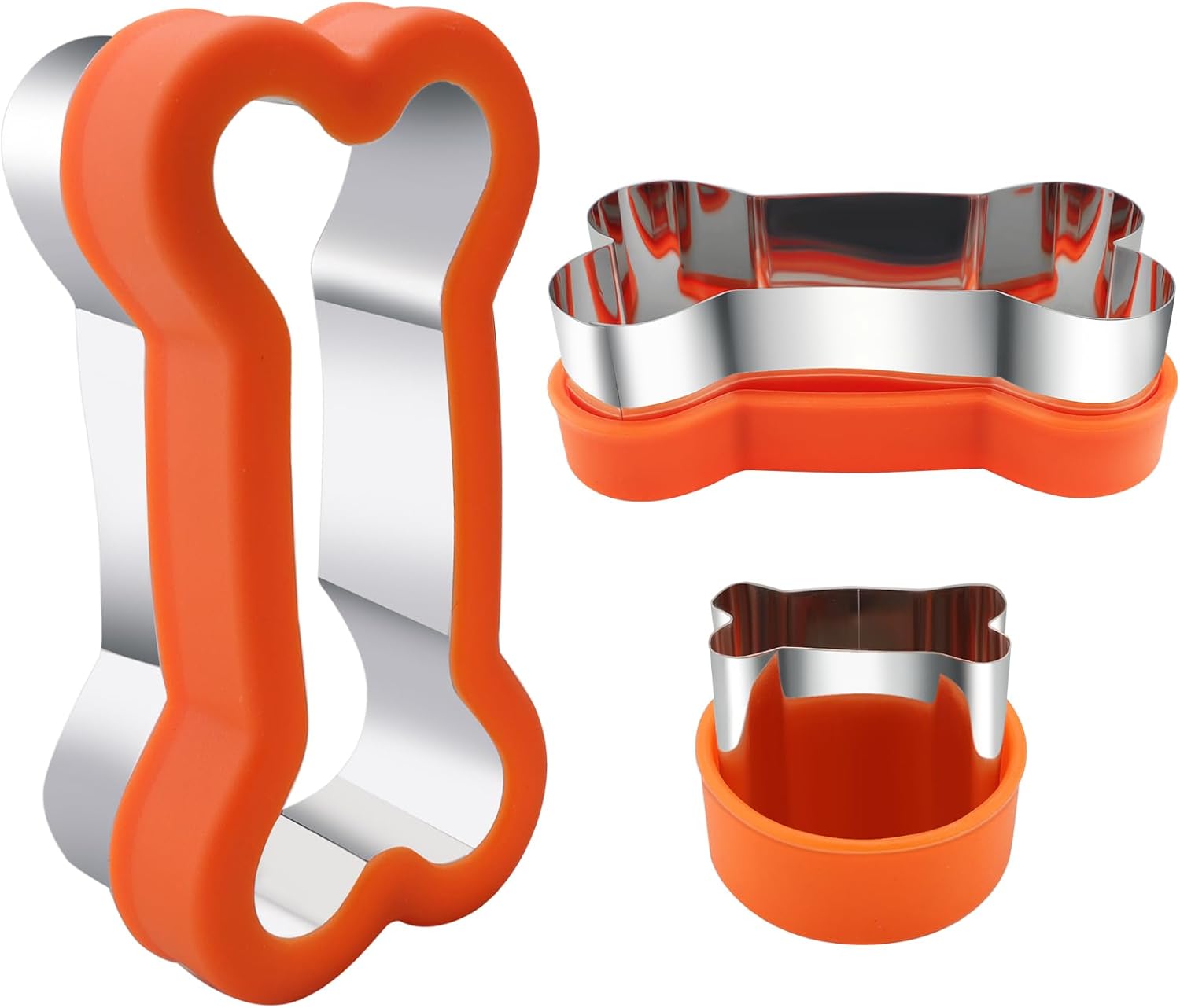 Dog Cookie Cutters Set 3 Piece -3 Different Sizes Of Dog, Bone, and Paw Print Cookie Mold Dog Bone Cutters Stainless Steel Shaped Cutters for Homemade
