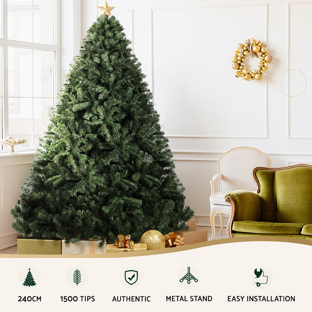 Jingle Jollys Christmas Tree 2.4M Xmas Tree Decorations Green 1500 Tips โ image 4