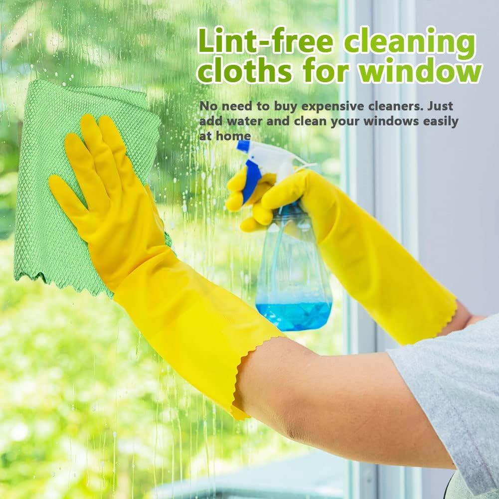 Microfiber Glass Cleaning Cloths-6PK, 16"x14" Lint Free Window Cleaning Cloth, Glasses, Mirrors, Screens, Stainless Steel, Premium Magic Cleaning Cloth for โ image 2