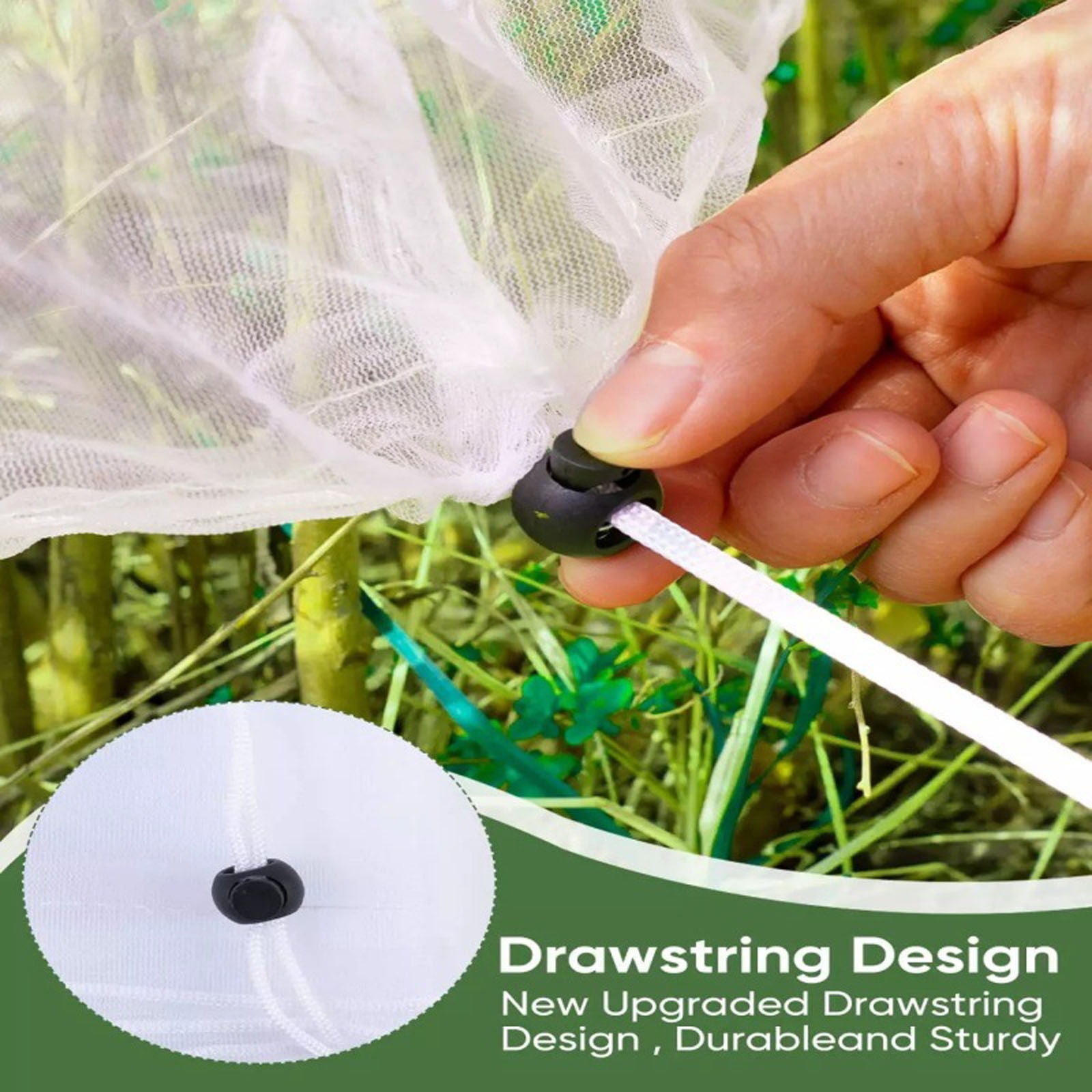 1 Pack Garden Mesh Netting with Drawstring, Insect & Bird Barrier Plant Cover for Fruit Trees & Vegetables, 81 x 150 cm — image 6