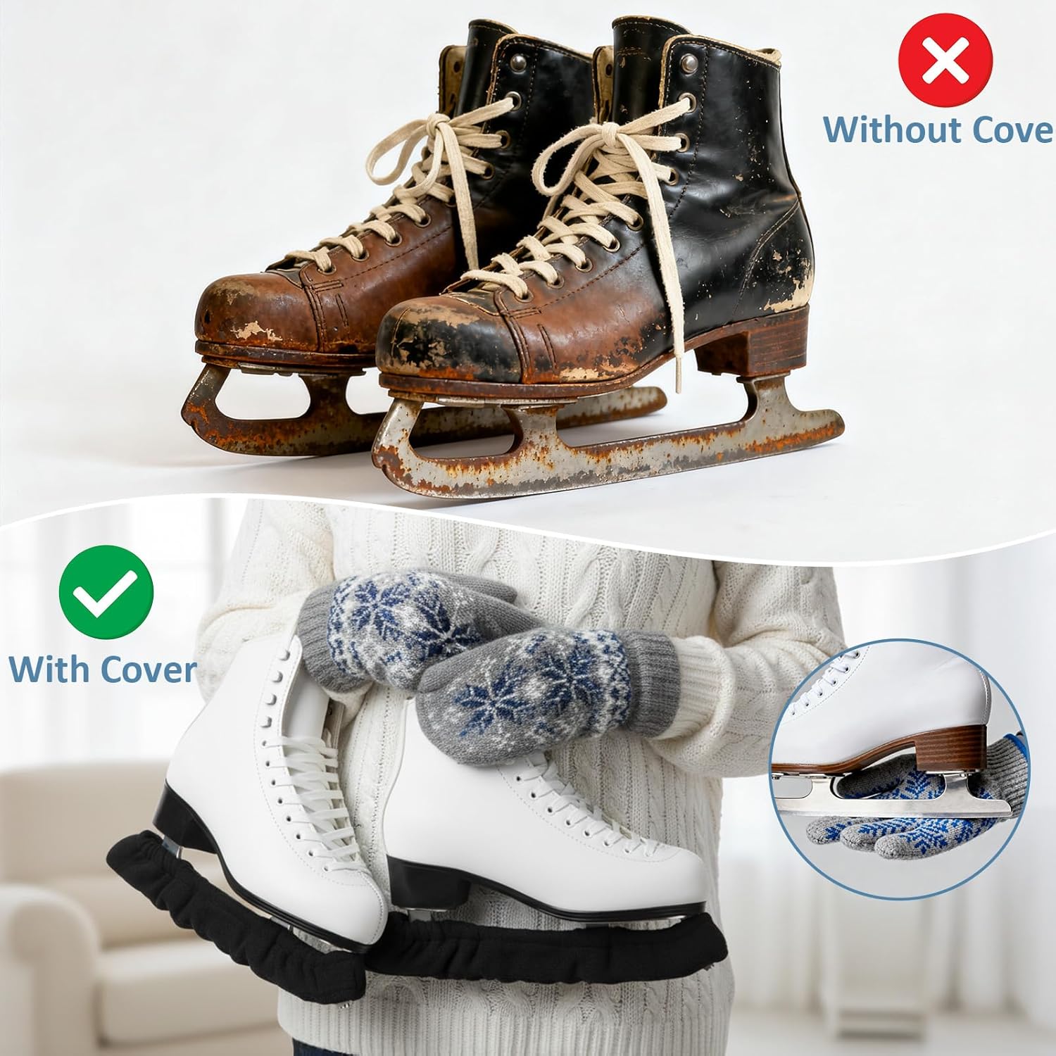 2 PCS Ice Skate Guards, Sports Blade Protector for Hockey Skates, Figure and Ice Skates Blade Covers for Toddler Kids Youth Adults-Men Women Boys Girls Skate โ image 5