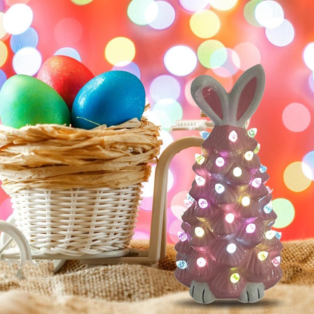 Easter Bunny Tree Decorations, Light Up Easter Bunny Tree with Colorful Lamp Beads, Operated Artificial Durable Easy to Use โ image 2