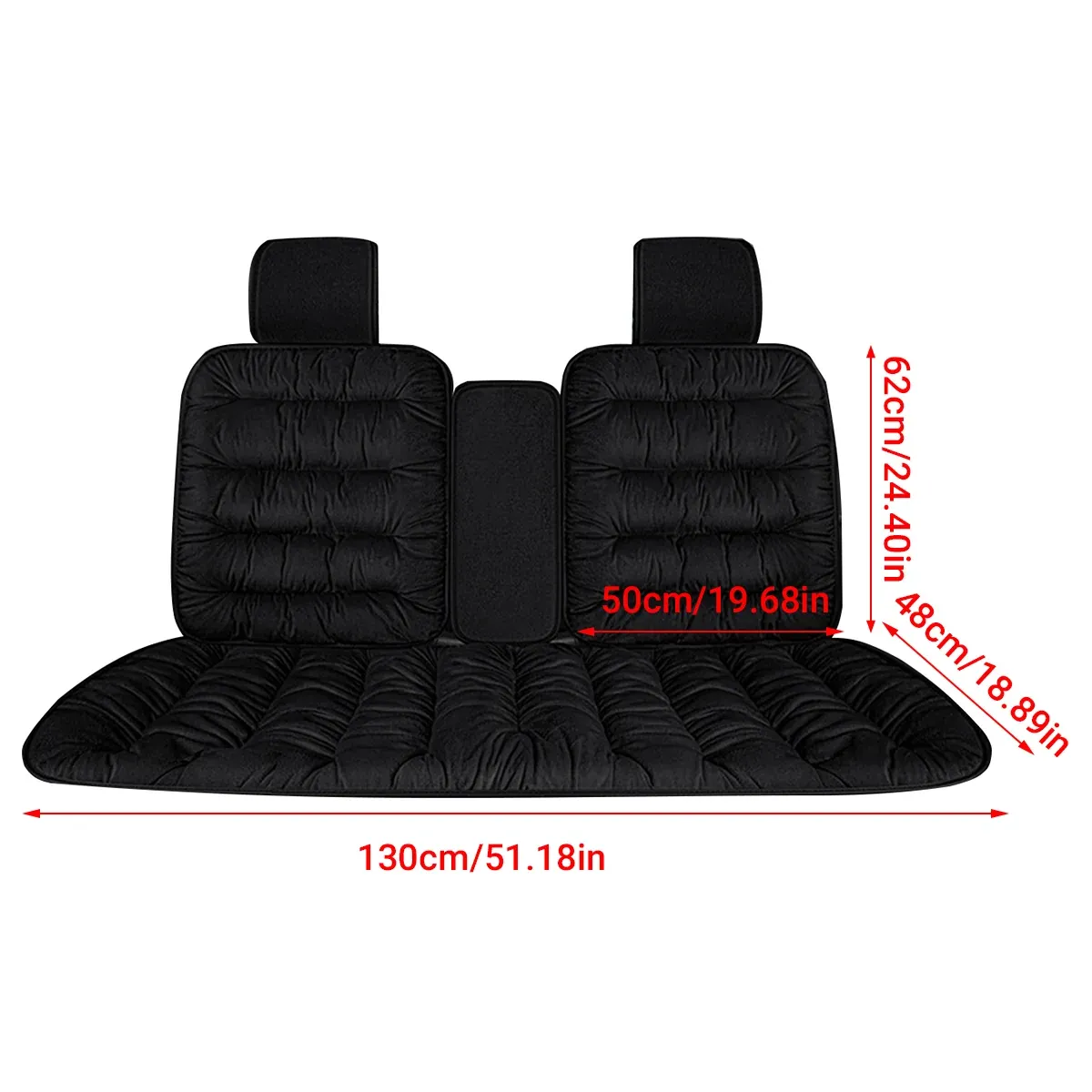 Winter Thick Warm Plush Seat Cover with Backrest Universal Fit for Rear Row - Red — image 4