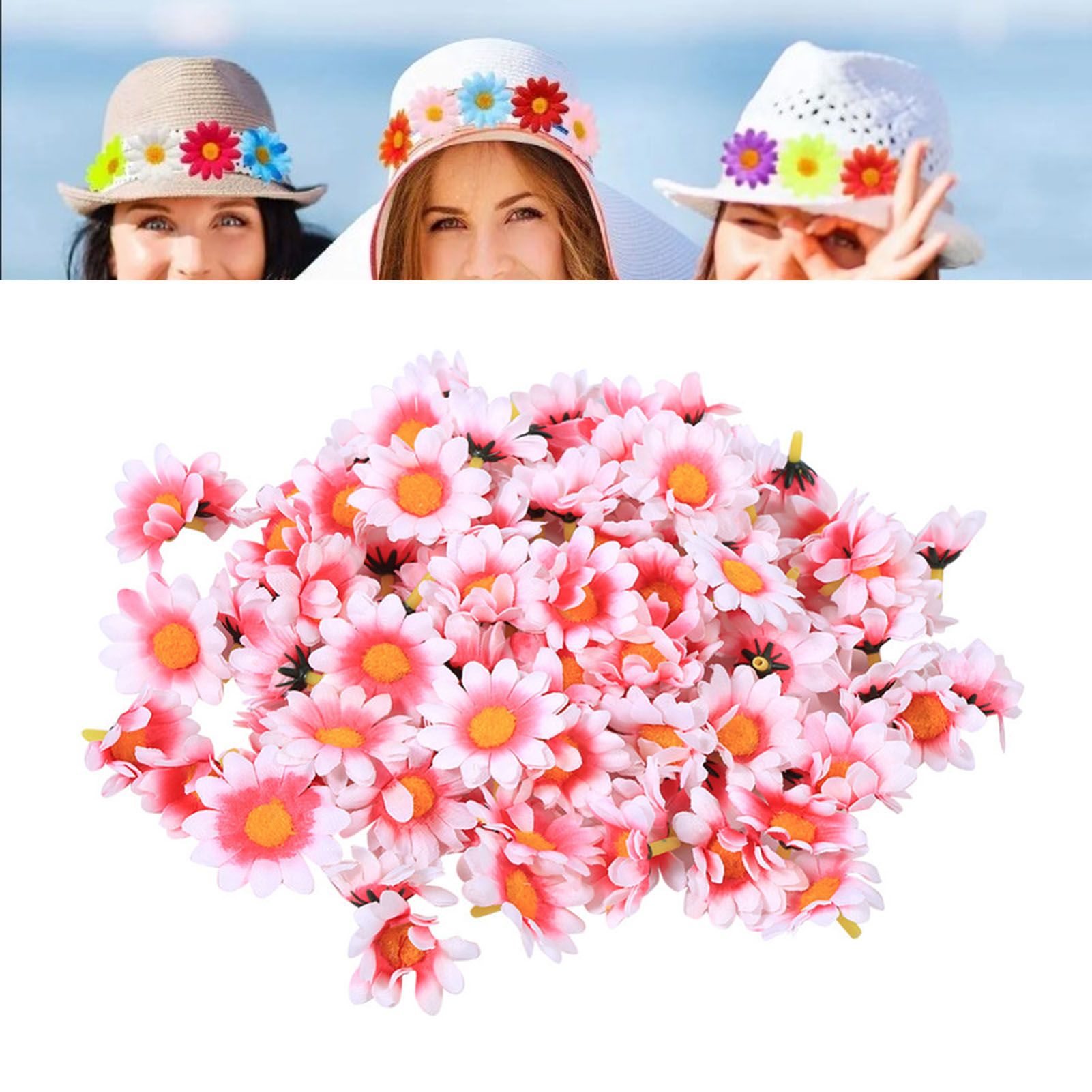 100pcs Artificial Little Daisy Lovely DIY Handcraft Silk Little Daisy for Offices Weddings Pink White — image 6