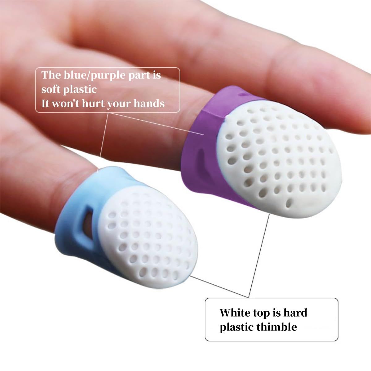 Sewing Thimble Finger Protector Silicone Rubber Anti Sticking Finger Guard for Handmade Home Sewing Patchwork DIY Crafts 6Pcs — image 3
