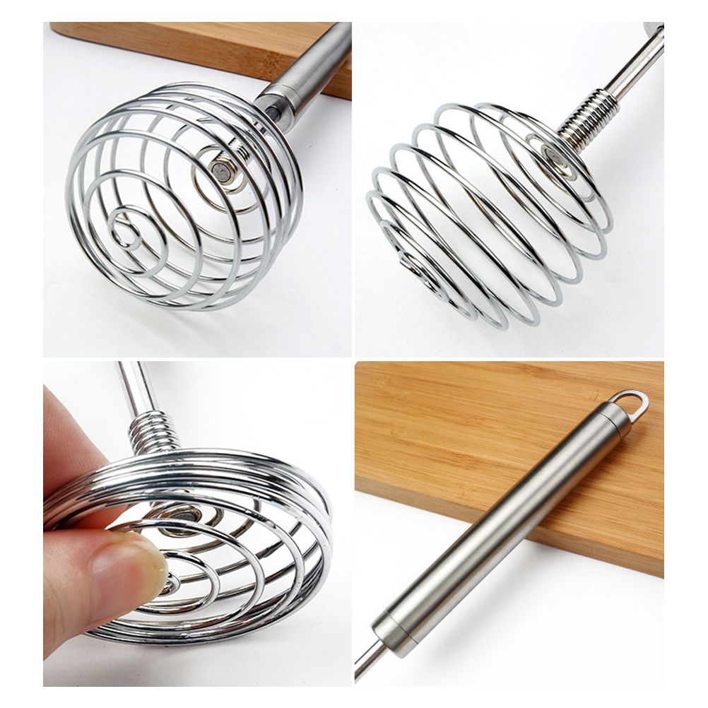 Stainless Steel Egg Beater Round Shaped Spring Milk Blender Handheld Egg Mixer โ image 4
