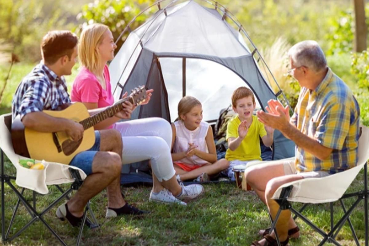Compact Folding Chair Portable Camping Chair for Outdoor Activities - Beige — image 4