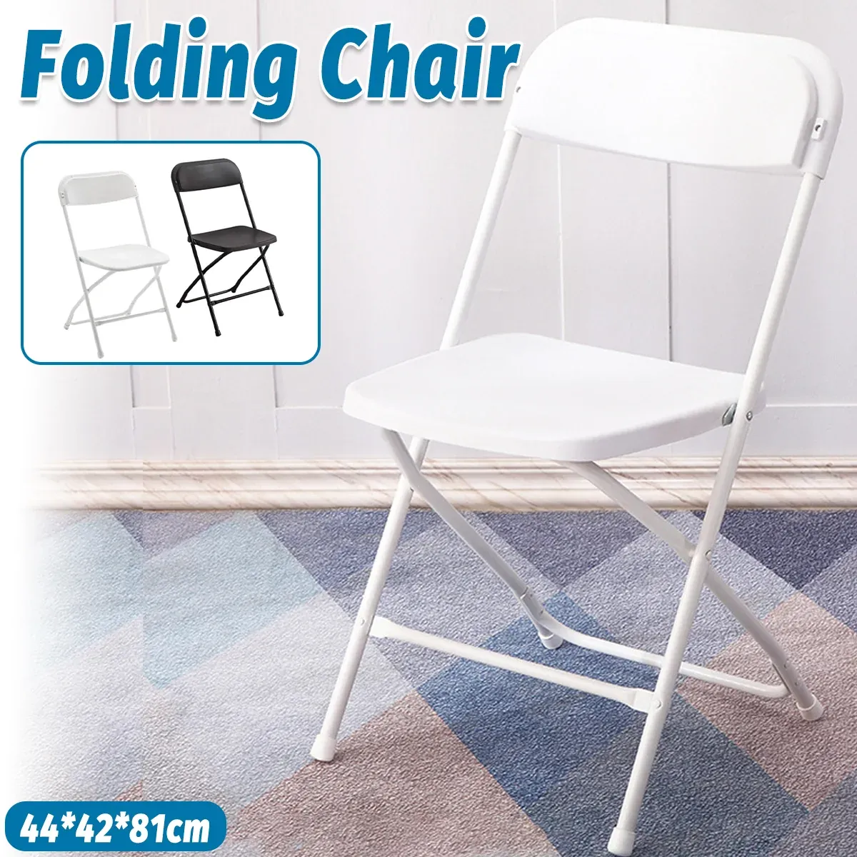 Plastic Folding Chair Office Meeting Chair Staff Training Leisure Chair - White — image 2
