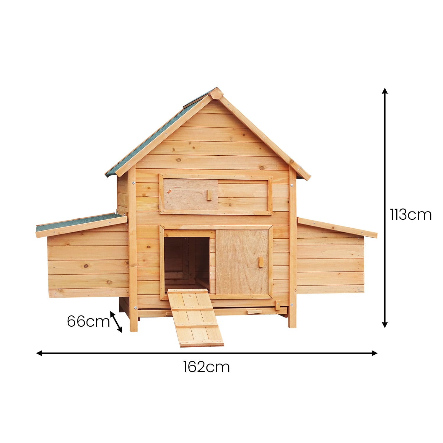 Furtastic Wooden Chicken Coop & Rabbit Hutch Weatherproof Outdoor Pet House 2 Nesting Boxes Ramp Pull Out Tray — image 2