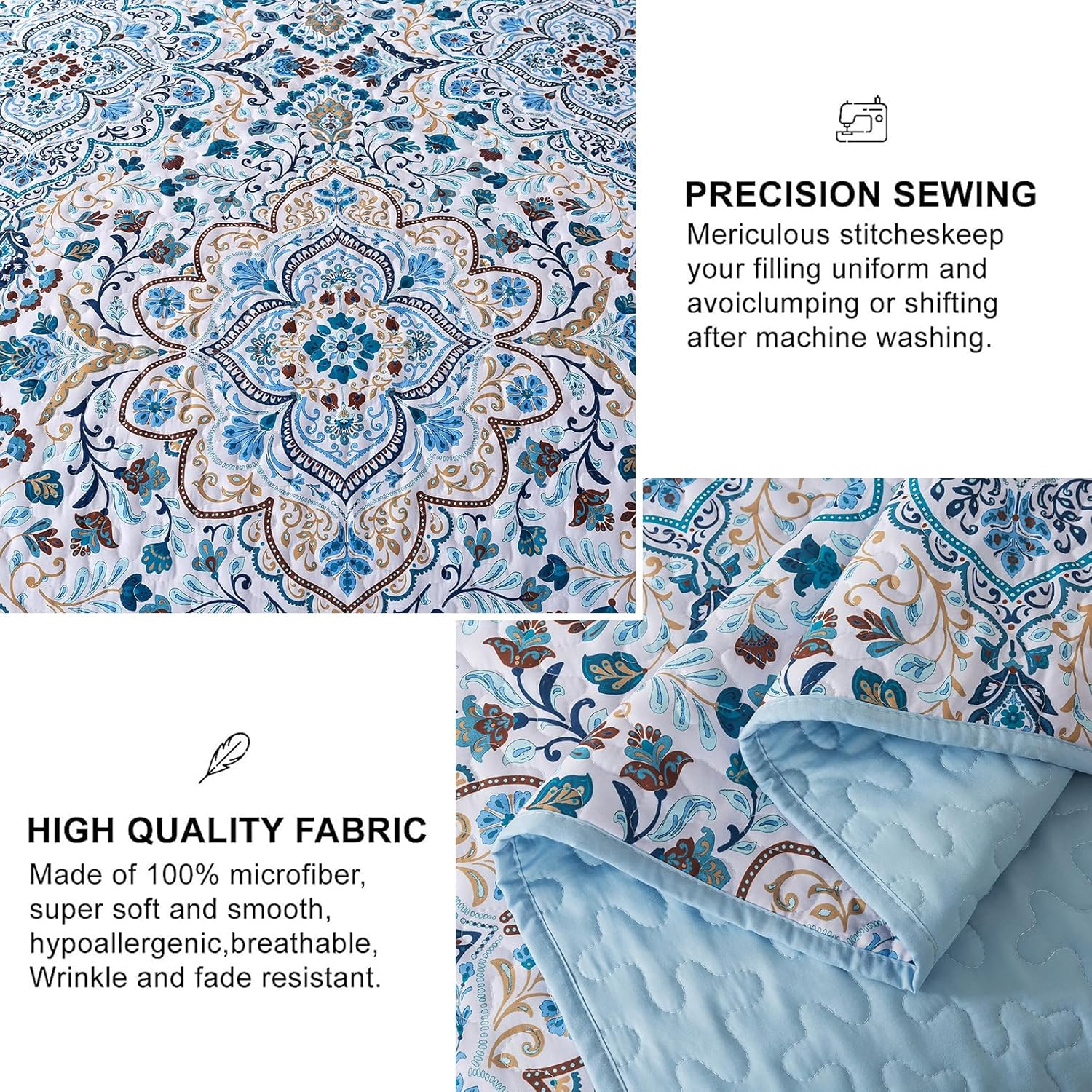 Tasteful Quilted Bedspread and Pillowcases Set: Subtle Sophistication for Your Space - Queen size — image 4
