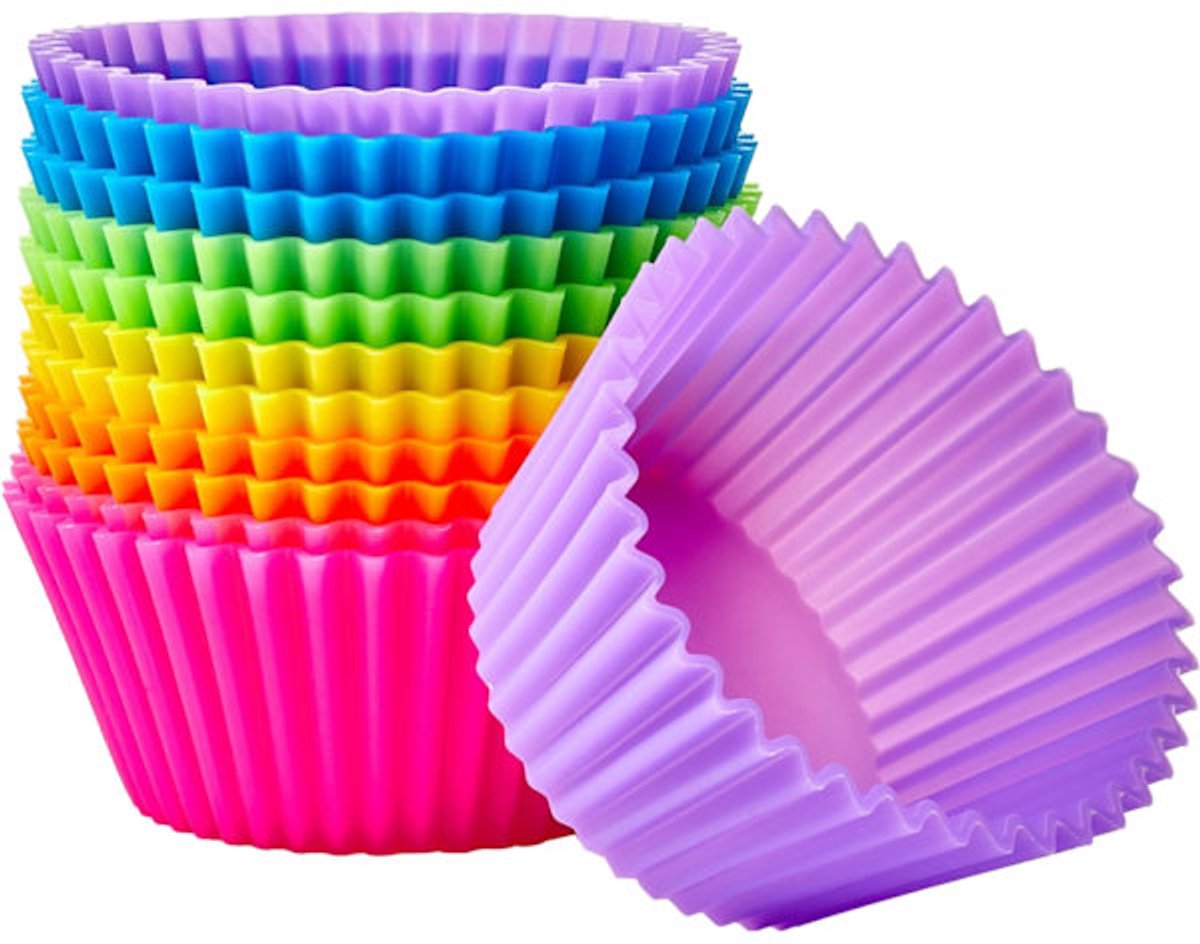 Baking Trays - Round Reusable Baking Trays - Pack of 12 (Ovenproof up to 220ยฐC) - Assorted Colors