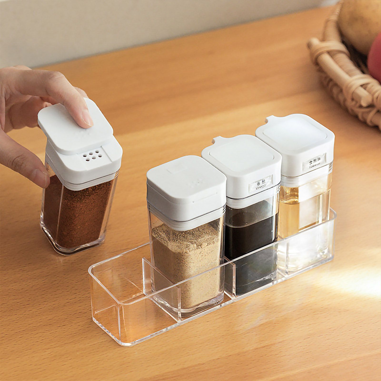 Seasoning Container Compact Portable Transparent Condiment Bottle for Kitchen Home 4 Seasoning Bottle โ image 3