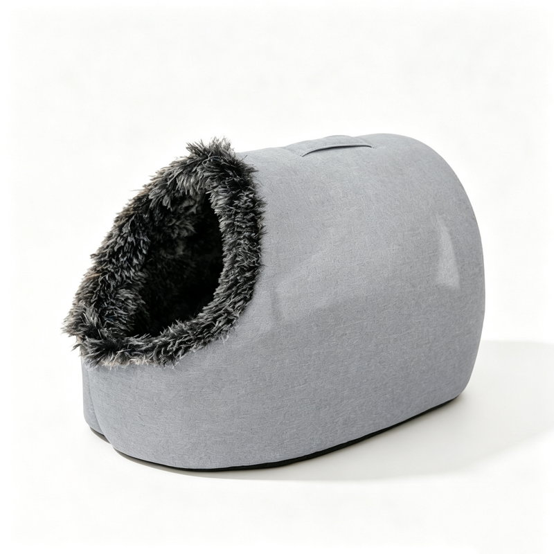 Winter thick and warm, portable plush pet nest,Large-Grey