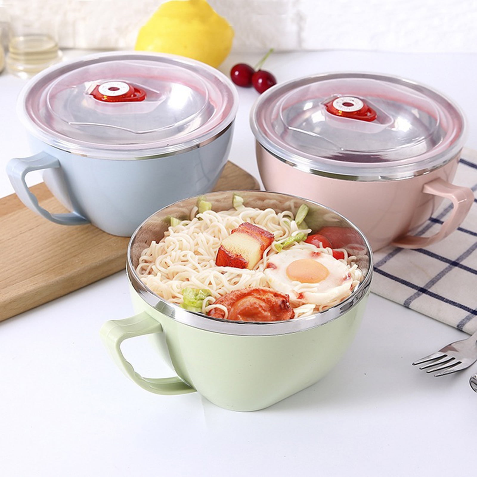 Plastic Soup Bowls with Handles, Microwave Safe Bowl with Lid, Microwavable Soup Mug with Lid, Large Soup Cups for Ramen Noodle Cereal, 1 Pcs, 5.91 × 3.14 — image 3