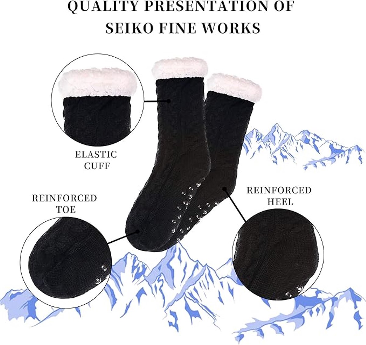 House socks - fluffy warm coral fleece lined - non-slip socks for men and girls - Thick Winter coral fleece - Sleep socks - Postpartum socks - Fluffy Slipper — image 6