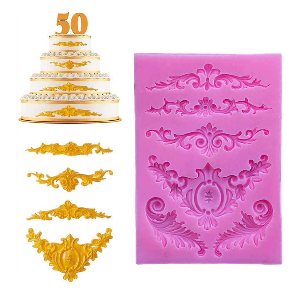 DIY 3D Sculpted Flower Baroque Scroll Silicone Mold Fondant Mold Cupcake Cake Decoration Tool — image 3