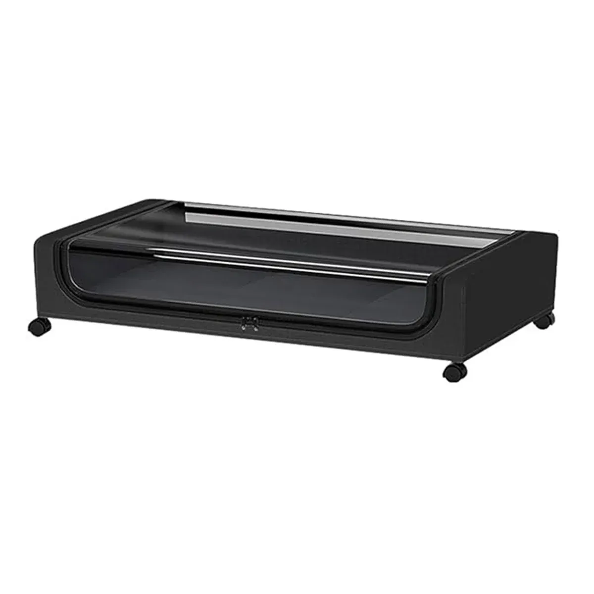 Under Bed Storage Rack Square Design with Wheels Rolling Trolley Box for Home - Black
